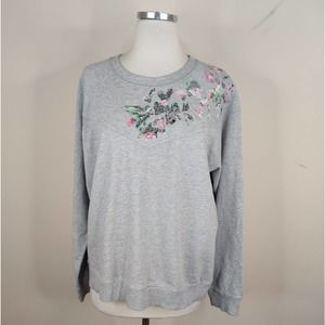 Lucky Brand Gray Floral Sweatshirt